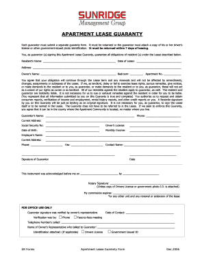 Apartment Lease Guaranty