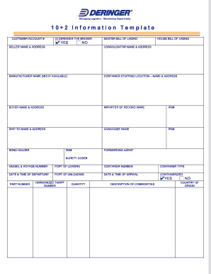 US Customs 10+2 Information Template