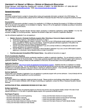 University of Hawaii Graduate Admissions Application