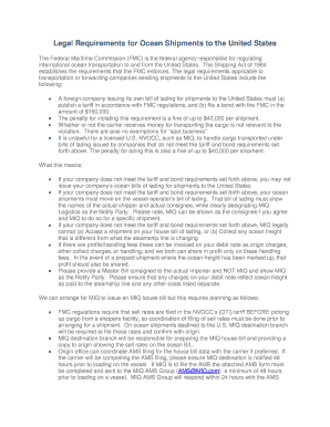 Legal Requirements for Ocean Shipments to the US