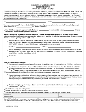 University of Wisconsin FMLA Designation Notice