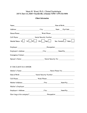 Psychologist Client Intake Form