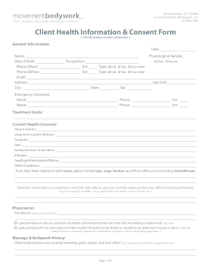 Client Health Information & Consent Form