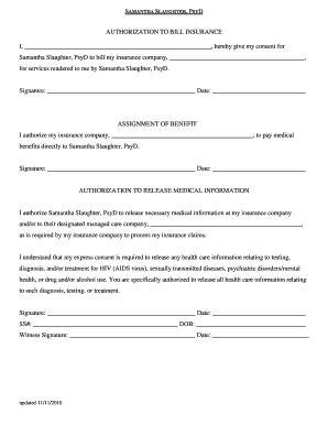 Authorization to Bill Insurance