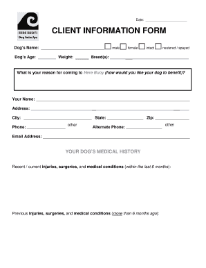 Client Information Form for Dog Services