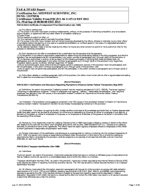 FAR & DFARS Certification Forms