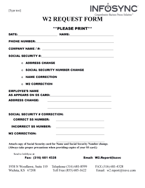 W2 Request Form