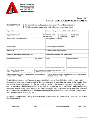 California Credit Application and Agreement