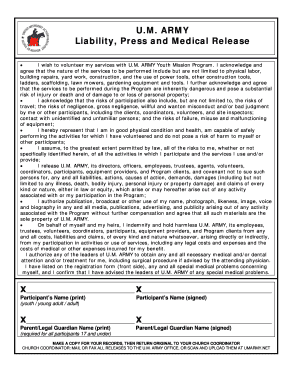 UM Army Youth Mission Program Liability Release