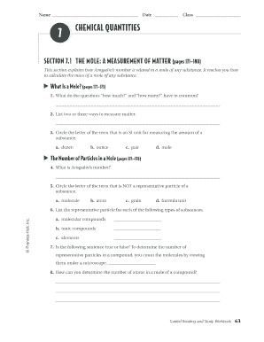 Chemical Quantities Workbook