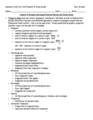 Geometry SOL G9 G10 Chapter 8 Study Guide Mrs Grieser - lcps