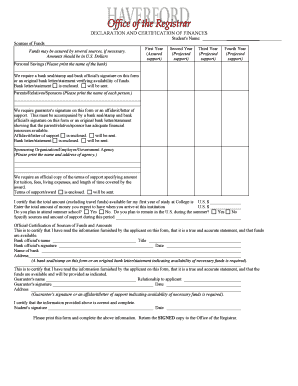 Declaration and Certification of Finances