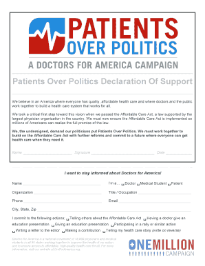 Patients Over Politics Declaration Of Support