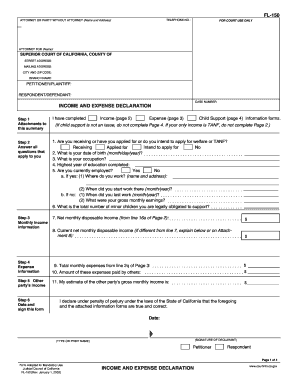 California Income and Expense Declaration Form