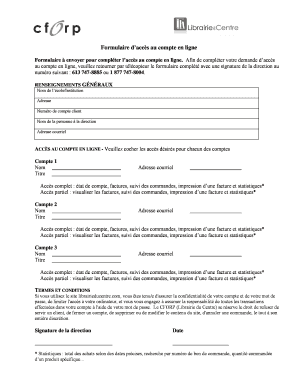 Formulaire d’accès au compte en ligne