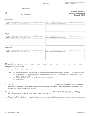 Ontario Statutory Declaration of Indexed Support