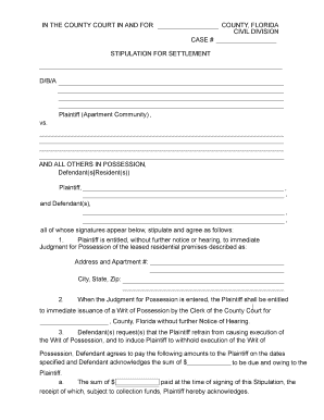 Stipulation for Settlement