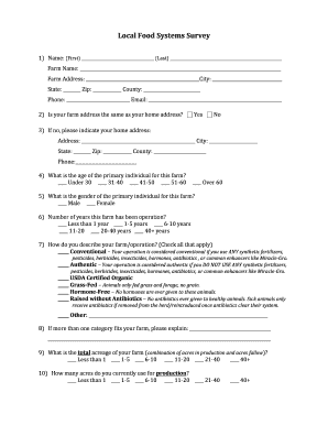 Local Food Systems Survey Form