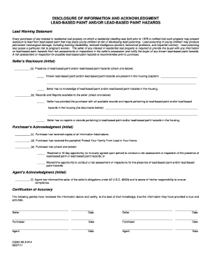 Lead-Based Paint Disclosure Form