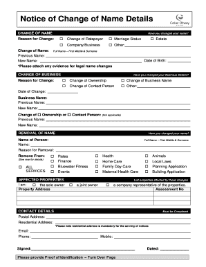 Notice of Change of Name and Address