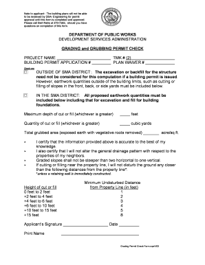 Grading and Grubbing Permit Check Form