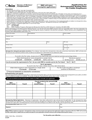 Ohio Retrospective-Rating Plan Application
