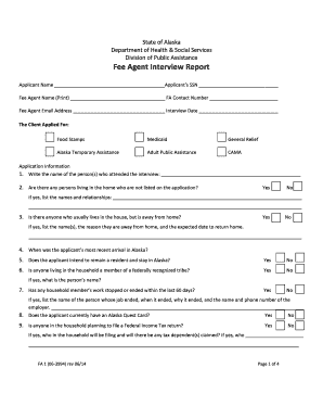 Alaska Fee Agent Interview Report