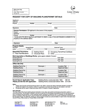 Request for Copy of Building Plans/Permit Details