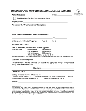 Request for New Kerbside Garbage Service