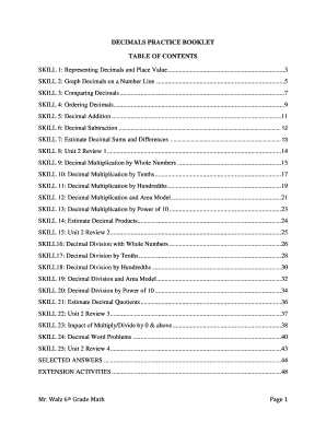 Decimals Practice Booklet