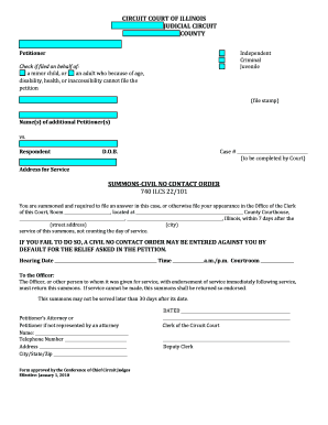 Illinois Civil No Contact Order Summons