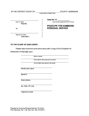 Praecipe for Summons Personal Service