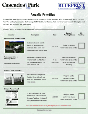 Cascades Park Amenity Survey