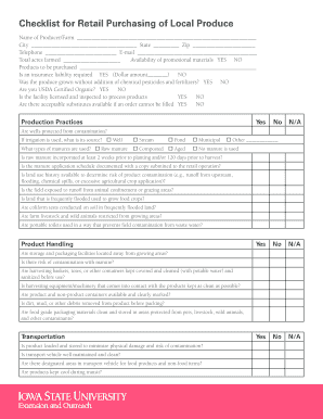 Retail Purchasing Checklist for Local Produce