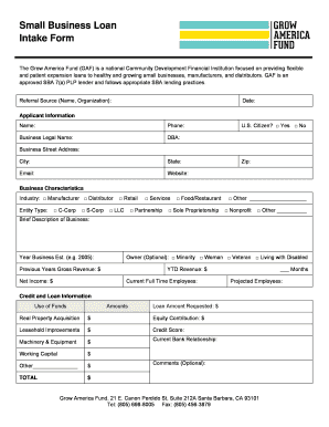 Grow America Fund Small Business Loan Application