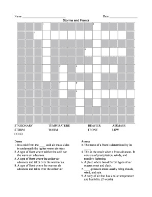 Storms and Fronts Worksheet