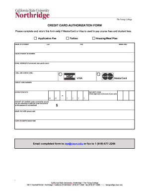 Credit Card Authorization Form