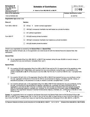 Schedule B Form 990 Contributor Information