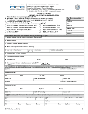 California Home Furnishings License Application