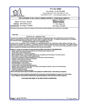 California Home Inspection Agreement