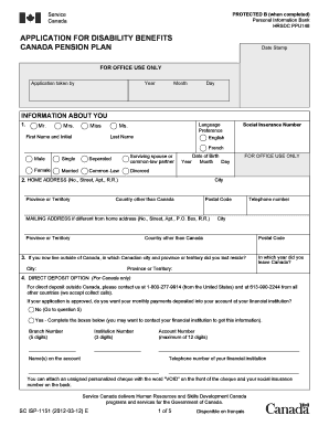 Canada Disability Benefits Application