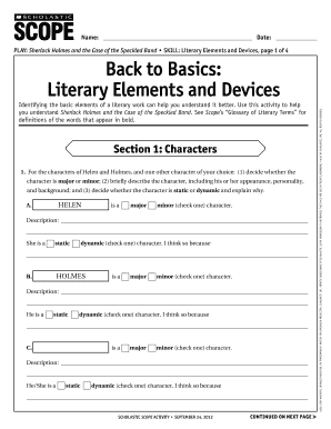 Sherlock Holmes Literary Analysis Worksheet