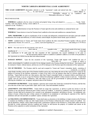 North Carolina Residential Lease Agreement