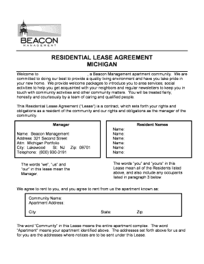 Michigan Residential Lease Agreement
