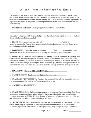 Letter of Intent to Purchase Real Estate