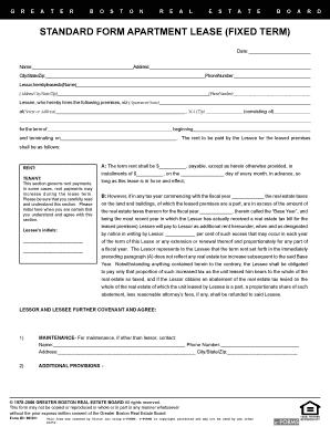 Standard Form Apartment Lease