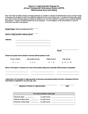 Parent Request for Teacher Effectiveness Scores