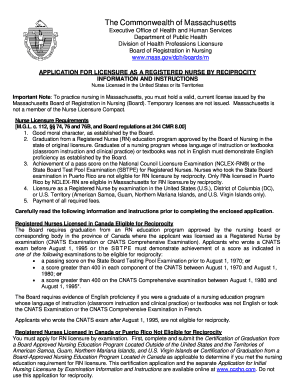 Massachusetts RN Licensure by Reciprocity Application