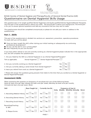 Dental Hygienist Skills Usage Questionnaire