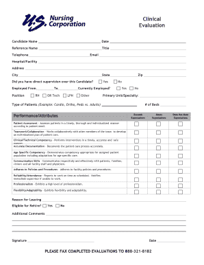 Clinical Evaluation Form